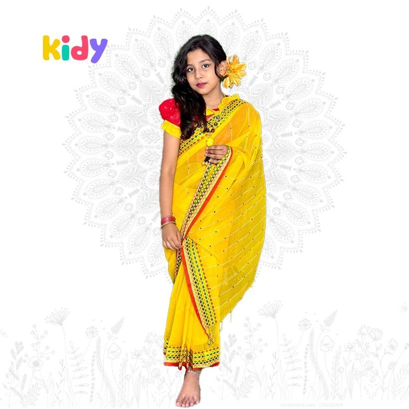 বেবি রেডি হাফ সিল্ক শাড়ি ( code 11)