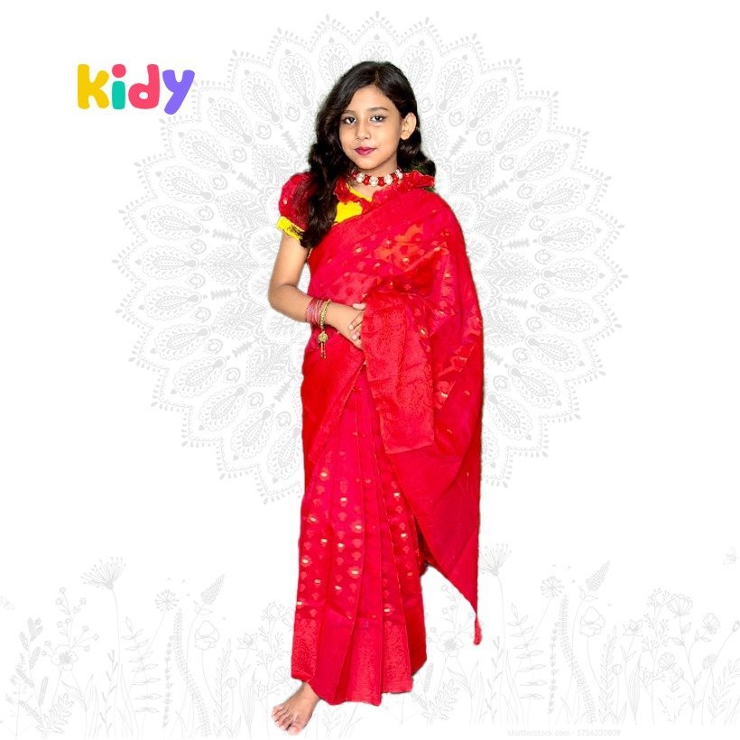 বেবি রেডি লাল জামদানী শাড়ি ( code 22)