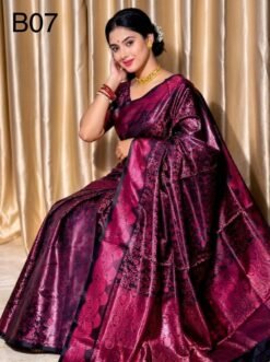 Code-B07 কাঞ্জিভরম কাতান শাড়ি ব্লাউজ পিসসহ