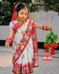 বেবি রেডি হাফ সিল্ক প্রিন্ট শাড়ি (Code : 90)