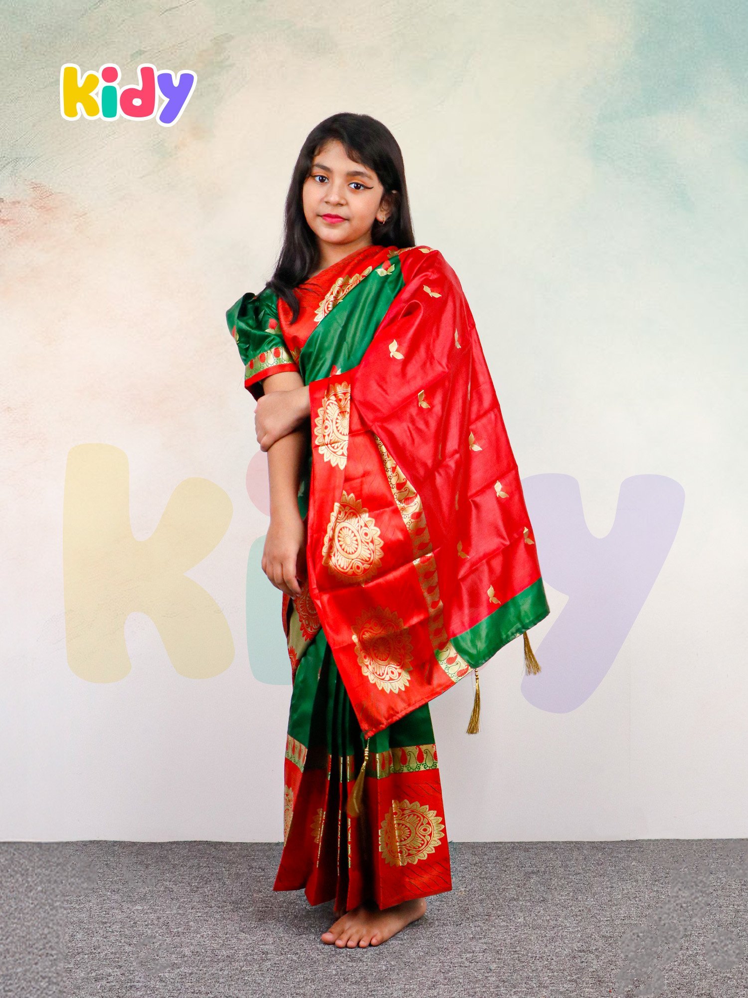 বেবি রেডি কাতান শাড়ি ( code 15)