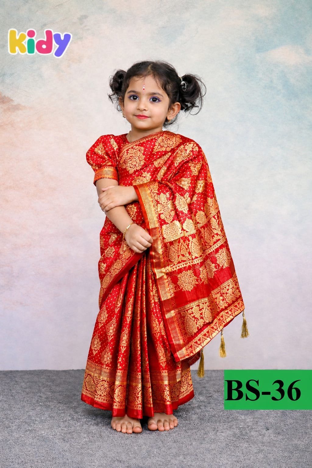 বেবি রেডি (লাল) জরি কাতান শাড়ি ( Code 36 )