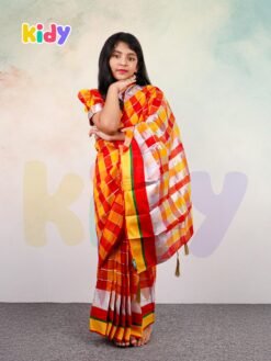 বেবি রেডি চেক সিল্ক শাড়ি । ( code 42 )