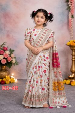 বেবি রেডি হাফ সিল্ক প্রিন্ট শাড়ি ( code 48 )