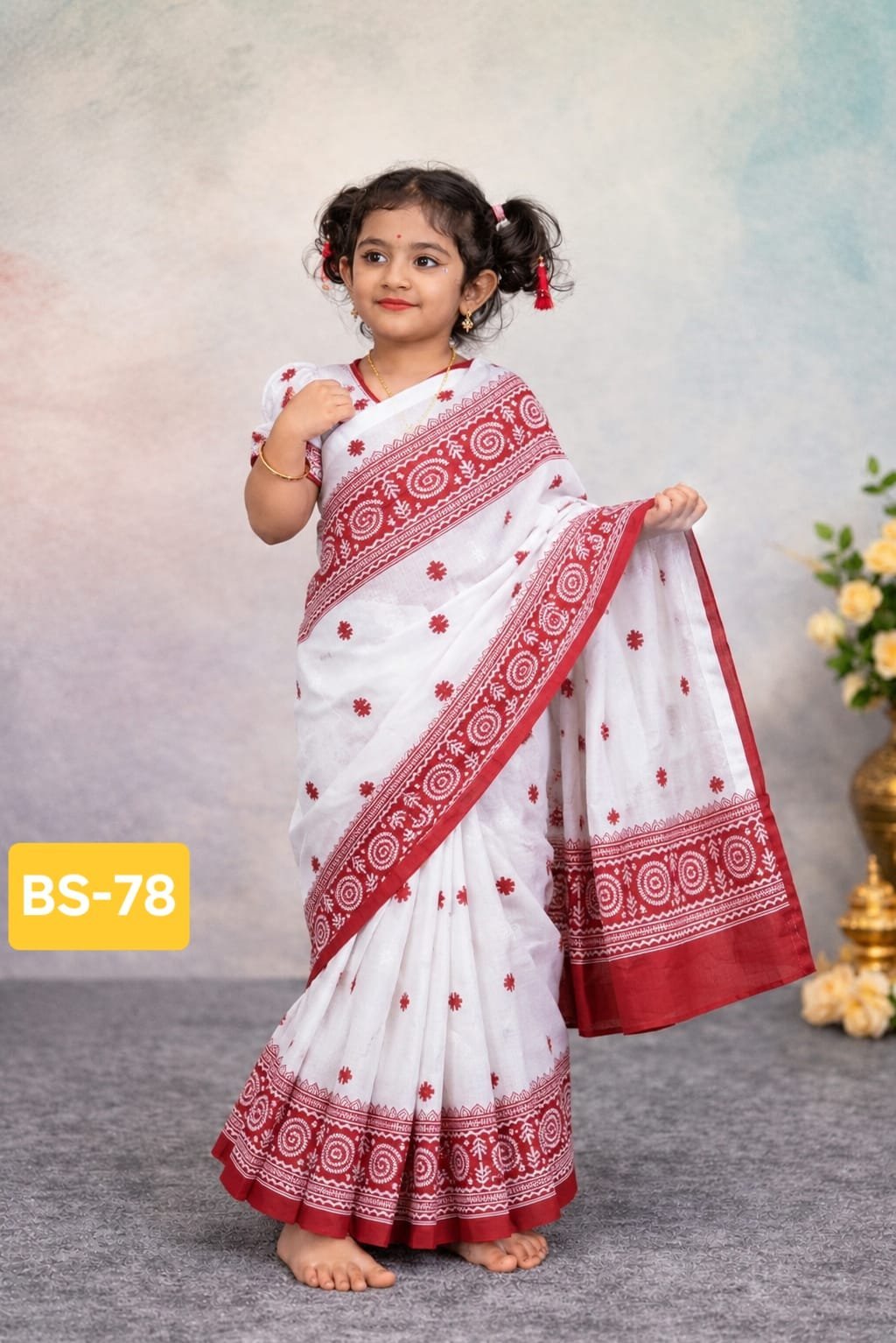 বেবি রেডি হাফ সিল্ক প্রিন্ট শাড়ি ( Code 78)