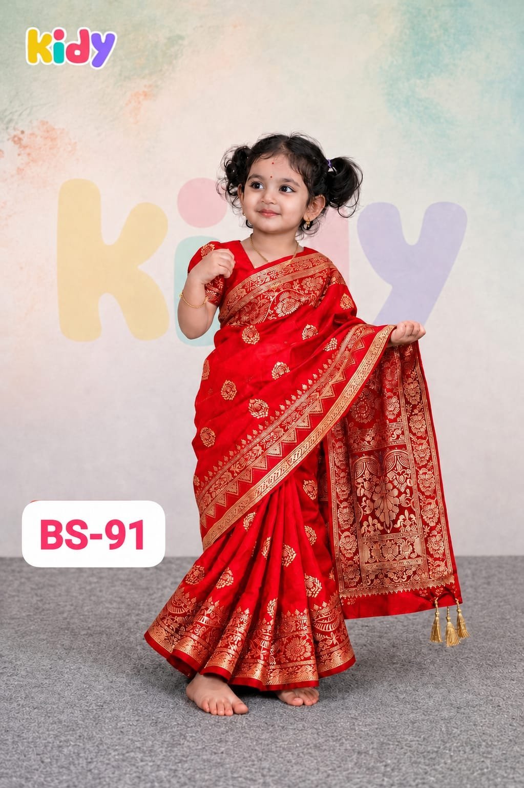 বেবি রেডি জাপানি সিল্ক প্রিন্ট শাড়ি ( code 91 )