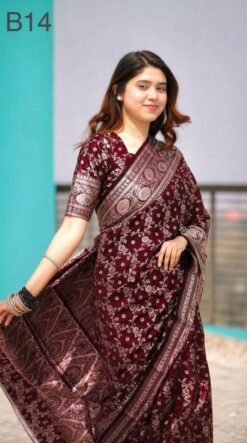 Code-B14 কাঞ্জিভরম কাতান শাড়ি ব্লাউজ পিসসহ
