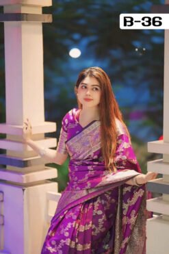 Code-B36 কাঞ্জিভরম কাতান শাড়ি ব্লাউজ পিসসহ