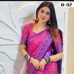 Code-B37 কাঞ্জিভরম কাতান শাড়ি ব্লাউজ পিসসহ